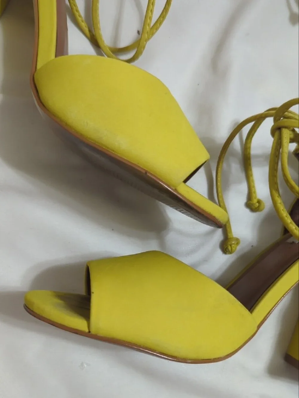 Steve Madden Serrina Leather Lace-Up Heels, Color Yellow Size 7